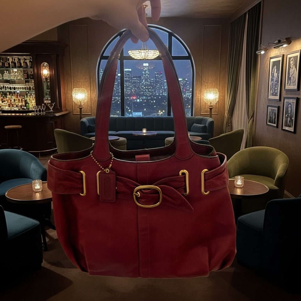 Coach Parker Buckle Satchel Womens Bag 13805 Berry Leather Vintage‎ Boho Chic